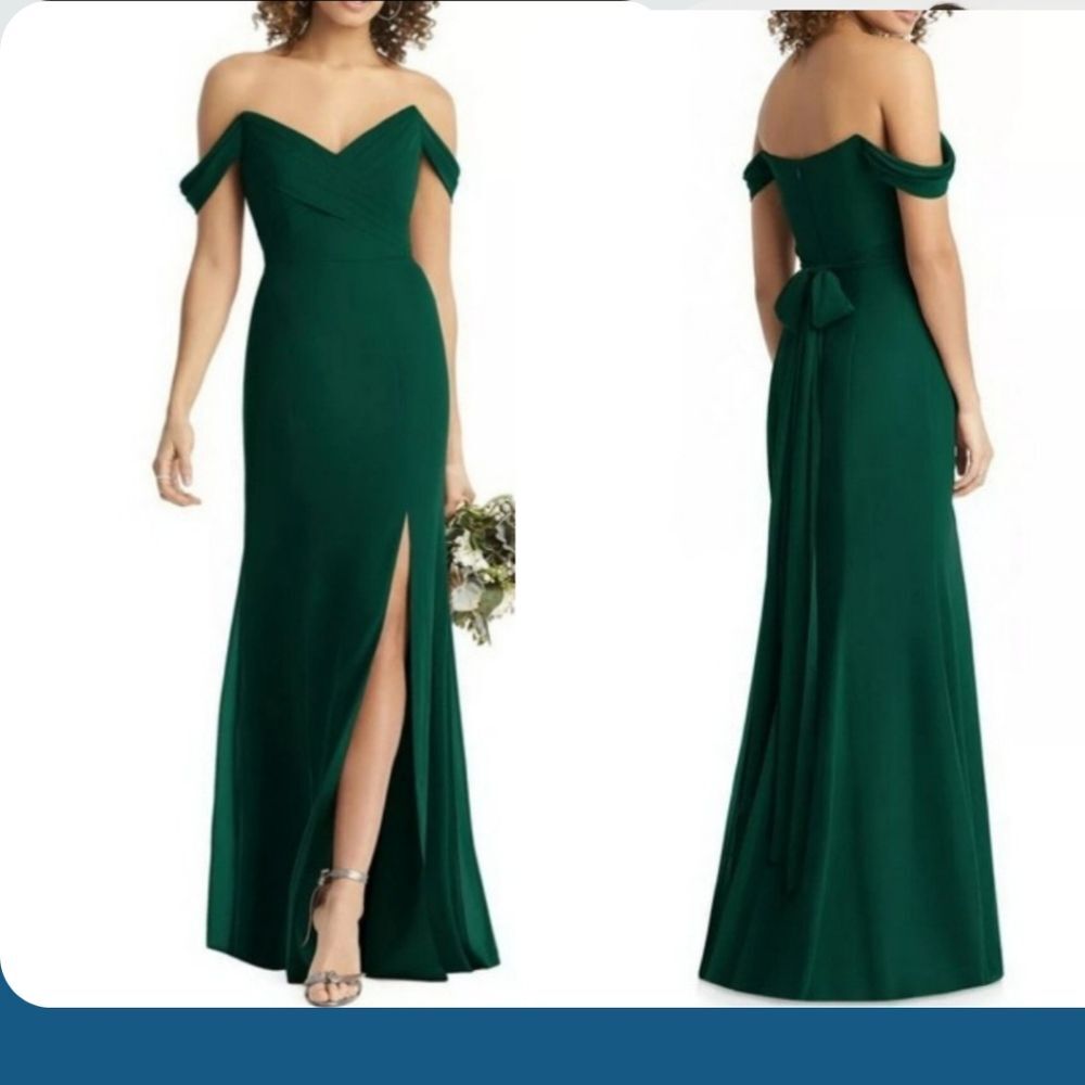 NWT Social Bridesmaids Size 8 Hunter Green Strapless V-Neck Chiffon Trumpet Gown